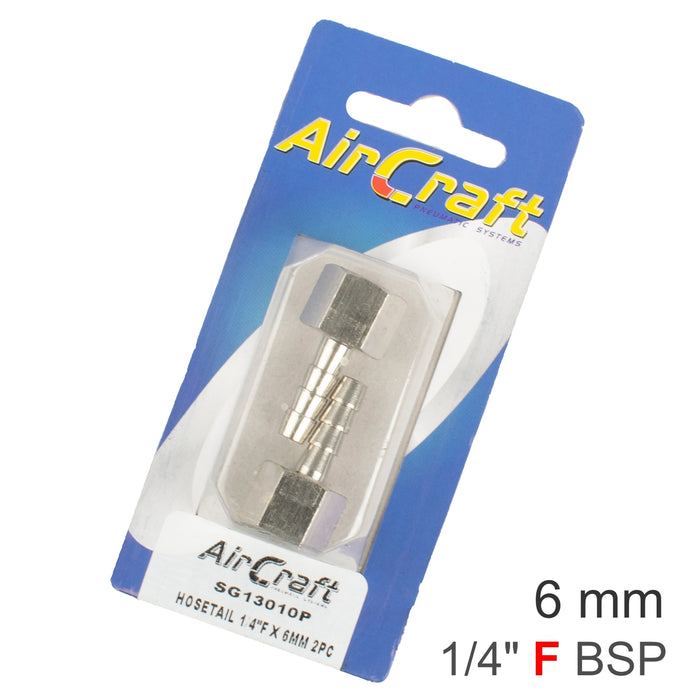 HOSETAIL 1/4'F X 6MM 2PC PACK