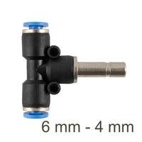 6mm to 4mm Pneumatic T-Fitting, Push to Connect Reducer, Tube Connector