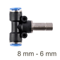 Pneumatic T-Joint Reducer PU 8mm to 6mm Fitting - Tube Connector