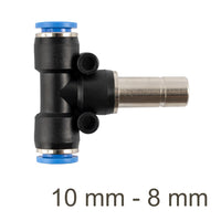 PU T-Joint 10mm to 8mm Push-in Fitting | Pneumatic Connector | Tube Connector | RED INSERT T-JOINT
