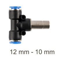 PU T-Joint 12mm - 10mm: Pneumatic Fitting, Push-to-Connect Tube Connector, Hose Fitting - Image