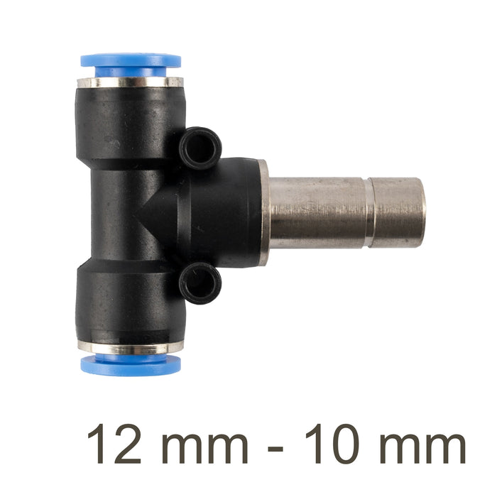 PU T-Joint 12mm - 10mm: Pneumatic Fitting, Push-to-Connect Tube Connector, Hose Fitting - Image