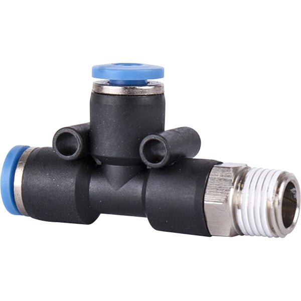 PU Hose Fitting Tee 4mm x 4mm x 1/8"M - Pneumatic Fitting, Pneumatic Connector, Air Hose Fitting, T Shape Connector