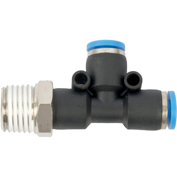 PU Hose Fitting Tee 4mm x 4mm x 1/4"M Thread - Pneumatic Connector