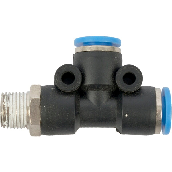 PU Hose Fitting Tee 6mm x 6mm x 1/8" Male Thread - Pneumatic Connector | Buy at chavda.com
