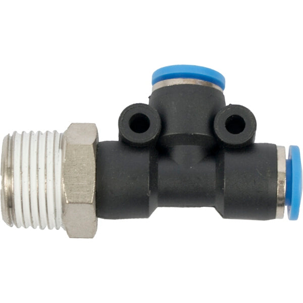 PU Hose Fitting Tee 6mm x 6mm x 3/8"M - Pneumatic Fitting T Connector