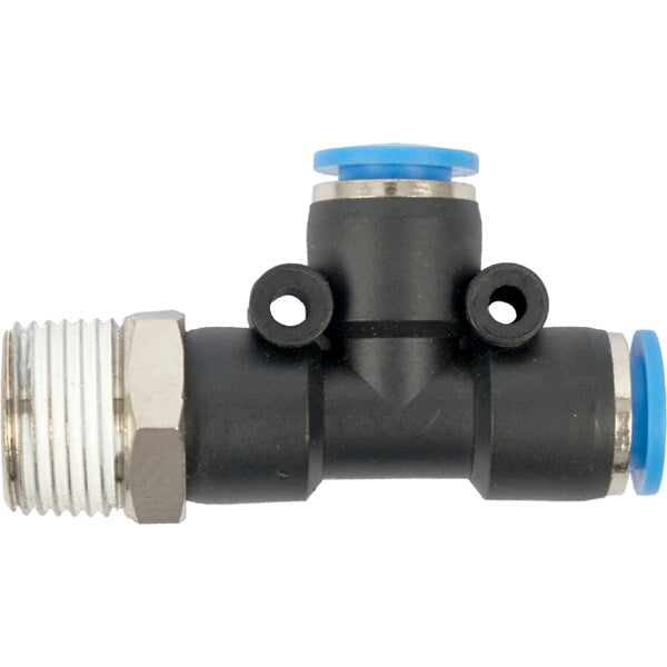PU Hose Fitting Tee 8mm x 8mm x 3/8" Male Connector - Pneumatic Tubing Connector