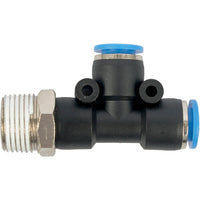 PU Hose Fitting Tee 10mm x 10mm x 3/8'M - Pneumatic Connector