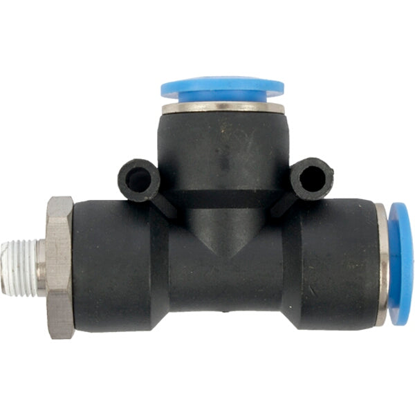 PU Hose Fitting Tee 12mm x 12mm x 1/8' M - Pneumatic Push-In Connector