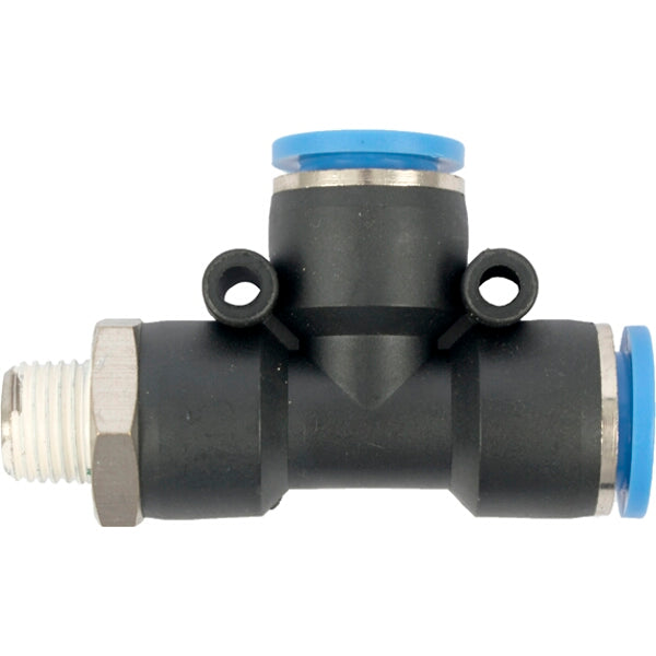 PU Hose Fitting Tee 12mm x 12mm x 1/4 inch Male - Pneumatic Air Fitting Connector