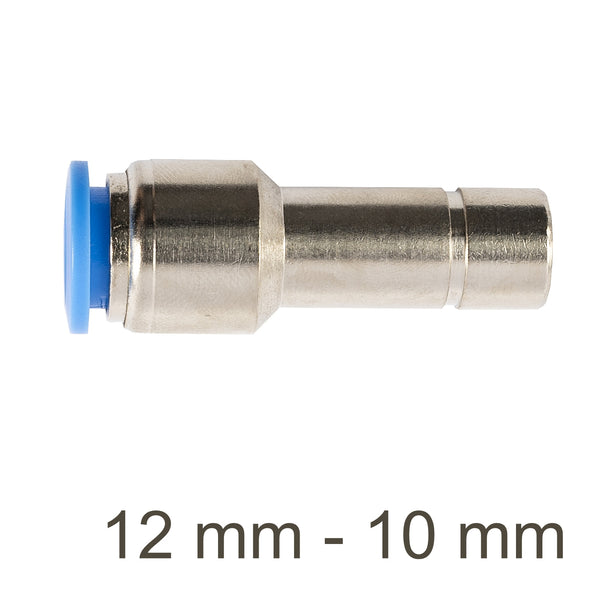 Pneumatic Fitting Reducer 12mm to 10mm - Straight Connector for Air Hose Tubing - Quick Connect Fitting