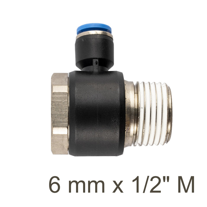 Swivel Elbow Pneumatic Fitting 6mm x 1/2