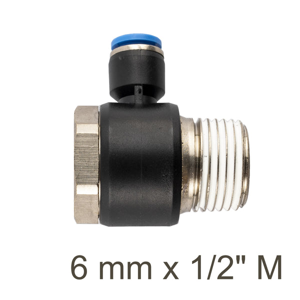 Swivel Elbow Pneumatic Fitting 6mm x 1/2" Male - Pneumatic Connector for Air Hose