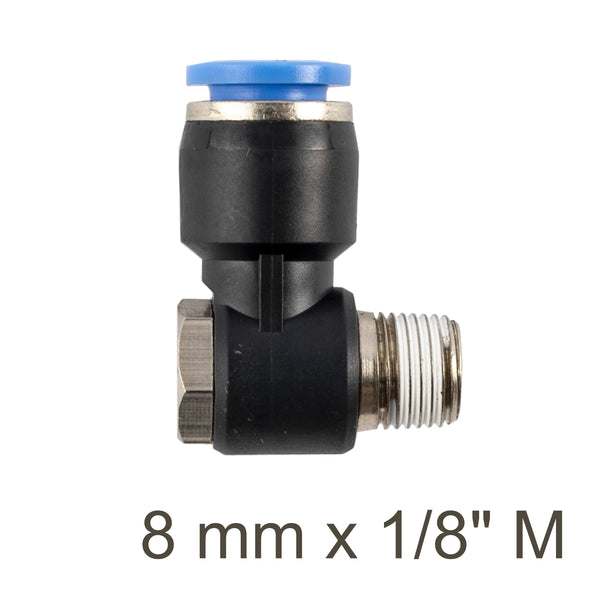 Swivel Elbow PU 8mm x 1/8" M - Pneumatic Fitting, Male Thread