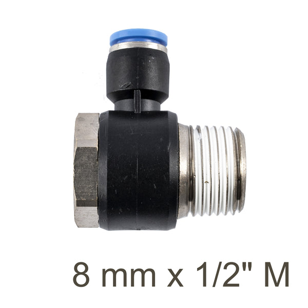 Swivel Elbow PU 8mm x 1/2" M Pneumatic Fitting - Buy Online