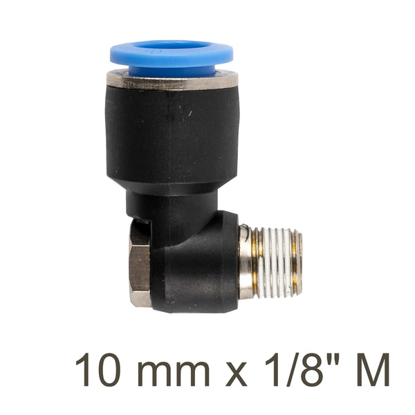 Swivel Elbow PU Connector 10mm x 1/8" Male Thread - Pneumatic Fitting