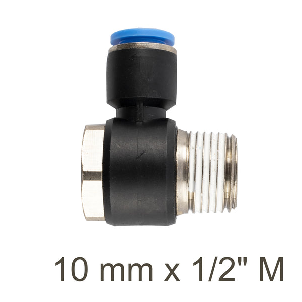 Swivel Elbow PU 10mm x 1/2" M - Pneumatic Fitting Connector for Plumbing & Industrial Applications