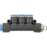 PU Hose Fitting Manifold - 4 x 8mm Ports, 1/8