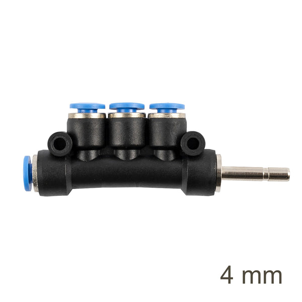 Pneumatic Manifold Side 4-Port PU 4mm Connector Fitting - Air Hose Quick Connect for Air Compressor Systems