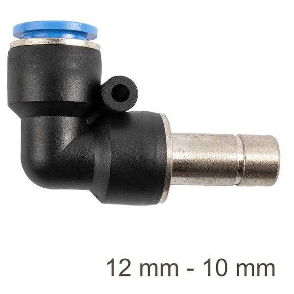 Pneumatic Elbow Fitting, 12mm to 10mm Reducer - Chavda