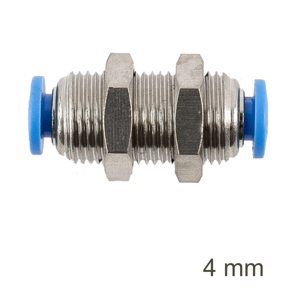 Metal Bulkhead Connector 4mm - Pneumatic Fitting - Straight Connector - Chavda