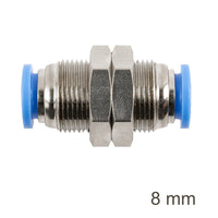 Chavda Metal Bulkhead Straight Connector - 8mm Pneumatic Fitting - Robust Pneumatic Component