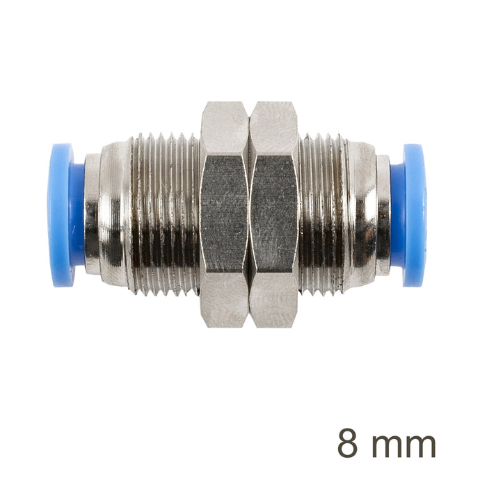 Chavda Metal Bulkhead Straight Connector - 8mm Pneumatic Fitting - Robust Pneumatic Component
