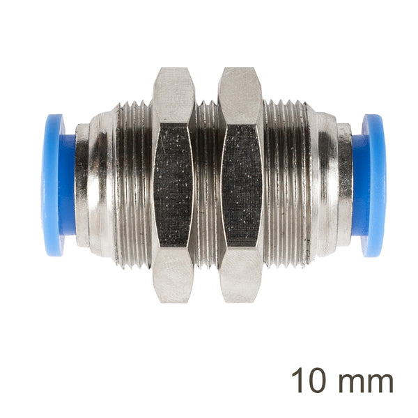 Metal Bulkhead Straight Connector 10mm | Pneumatic Fitting | Chavda.com