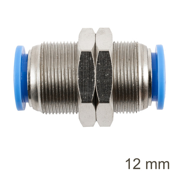 Metal Bulkhead Straight Connector 12mm - Pneumatic Fitting