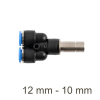 Pneumatic Y-Joint PU Fitting 12mm to 10mm - Air Hose Connector, Industrial Equipment