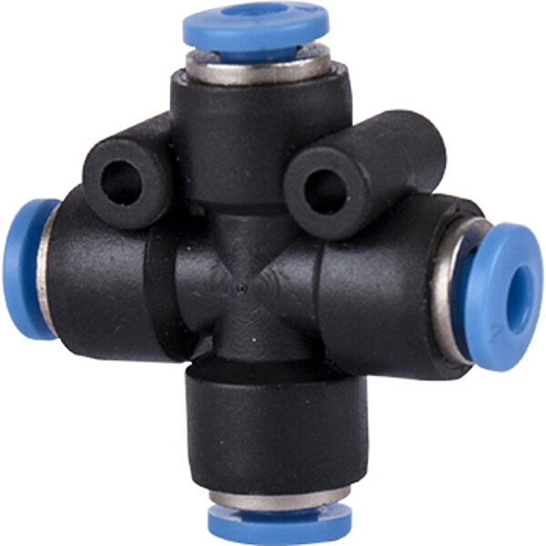 PU Hose Fitting 4 Way Connector 4mm - Pneumatic Tubing Splitter