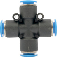 4-Way Pneumatic Hose Connector, 10mm Push to Connect Fitting, Air Line Splitter, Cross Connector