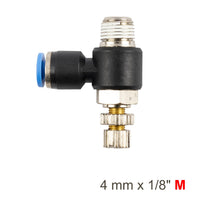 Flow Control Swivel Elbow, Pneumatic Fitting, 4mm x 1/8 inch - Air Flow Valve, Speed Controller