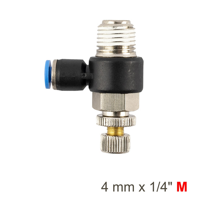 Flow Control Swivel Elbow PU 4mm x 1/4 inch - Pneumatic Fitting