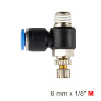 Pneumatic Flow Control Swivel Elbow, 6mm x 1/8