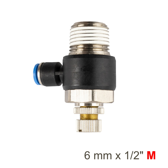 Flow Control Swivel Elbow PU 6mm x 1/2