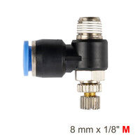 Pneumatic Flow Control Elbow Fitting Swivel 8mm x 1/8