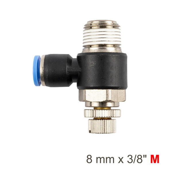Flow Control Swivel Elbow PU 8mm x 3/8" M - Pneumatic Fitting