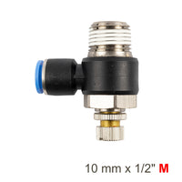 Flow Control Swivel Elbow, Pneumatic Fitting, 10mm Tube x 1/2