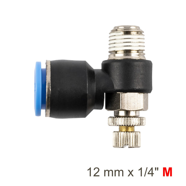 Flow Control Swivel Elbow PU 12mm x 1/4' M Pneumatic Fitting - Buy at chavda.com!