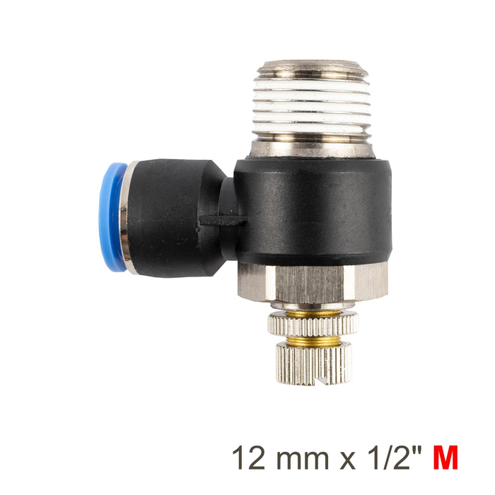 Flow Control Swivel Elbow PU 12mm x 1/2