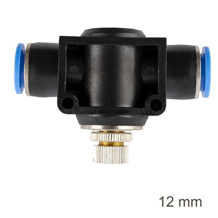 FLOW CONTROL MOUNT STR. PU 12MM, Pneumatic Flow Control Valve for 12mm Polyurethane Tubing, Chavda.com