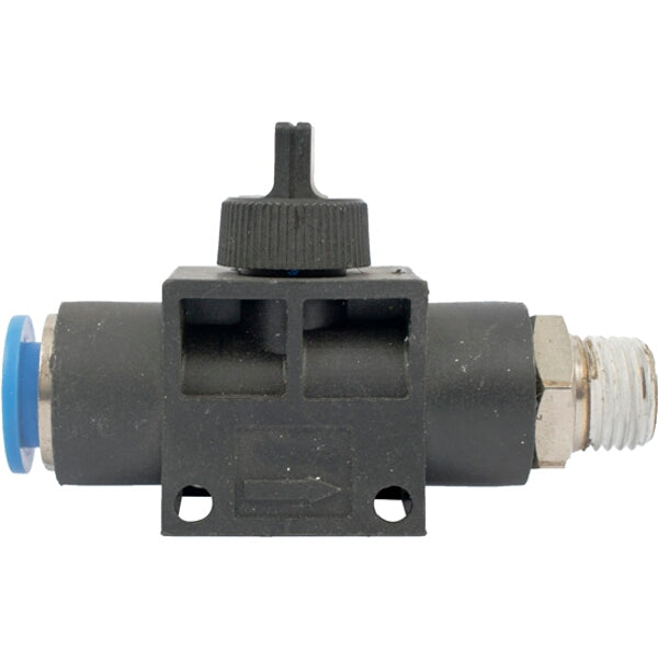 Pneumatic Flow Control Valve, 10mm PU Hose Fitting x 1/4 inch Male Thread - Air Flow Adjuster