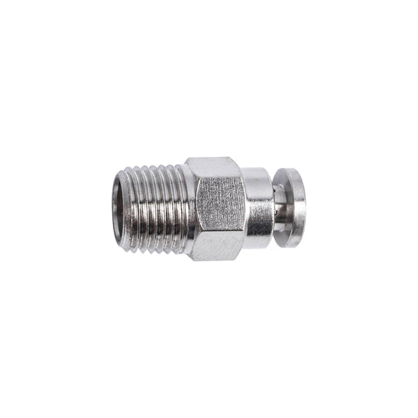 Metal Pneumatic Fitting, Straight, 4mm Tube to 1/8 inch Male Thread - Push-to-Connect Air Hose Connector