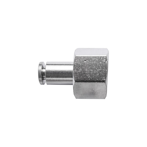 Metal Straight Push-In Fitting, 4mm Tube x 1/4" Female Thread. Pneumatic Fitting for Air Hose Connection. Durable Industrial Component