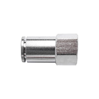 Metal Pneumatic Fitting Straight - 10mm Tube OD, 1/4 inch Female Thread. Buy now!