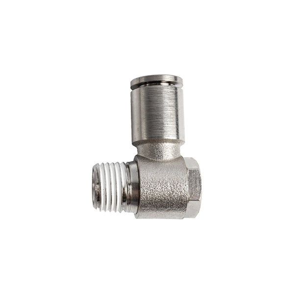 Metal Swivel Elbow 8mm x 1/4" Male Threaded Fitting - Pneumatic Connector for Air Hose Tubing