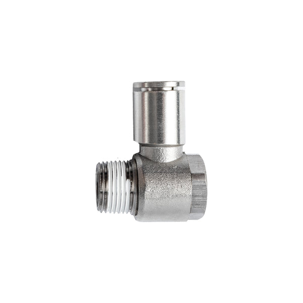 Pneumatic Fitting: Metal Swivel Elbow 10mm x 3/8" Male Thread - Air Line Connector