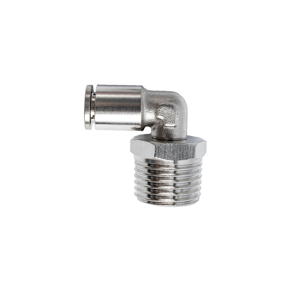 Metal PU Fitting Elbow 8mm 1/2" Male Thread - Pneumatic Connector, Air Hose Fitting