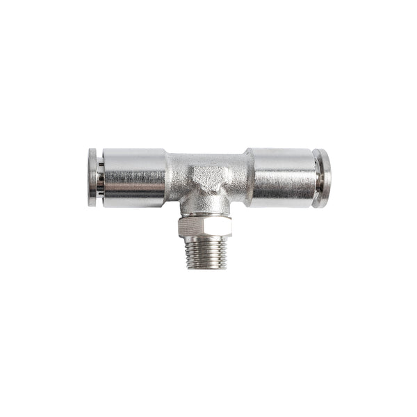Metal PU Fitting T-Joint 8mm 1/8" Male Thread - Pneumatic Connector, Push to Connect Tee, Air Hose Fitting